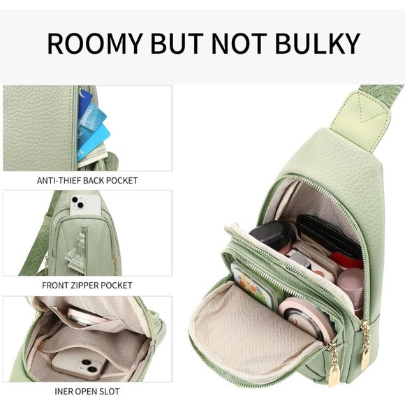 Leather Sling Bag Women Anti Theft Travel Purse for Casual and Daily Use - Picture 2 of 6